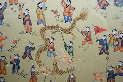 Lot 1027 - 20th Century Chinese - Figures enjoying a festival | embroidered silk