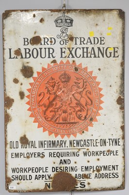 Lot 518 - An enamel local interest ‘Board of Trade Labour Exchange’ sign