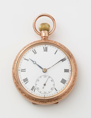 Lot 596 - A 9ct yellow gold cased open-faced pocket watch