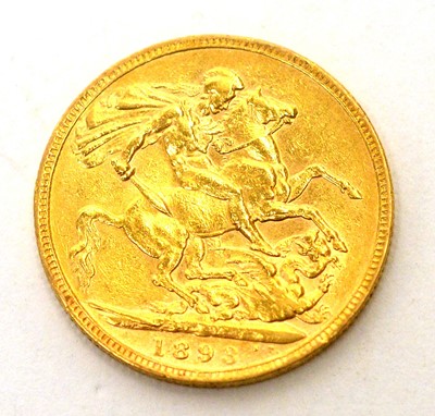 Lot 1239 - A Queen Victoria gold sovereign, 1893