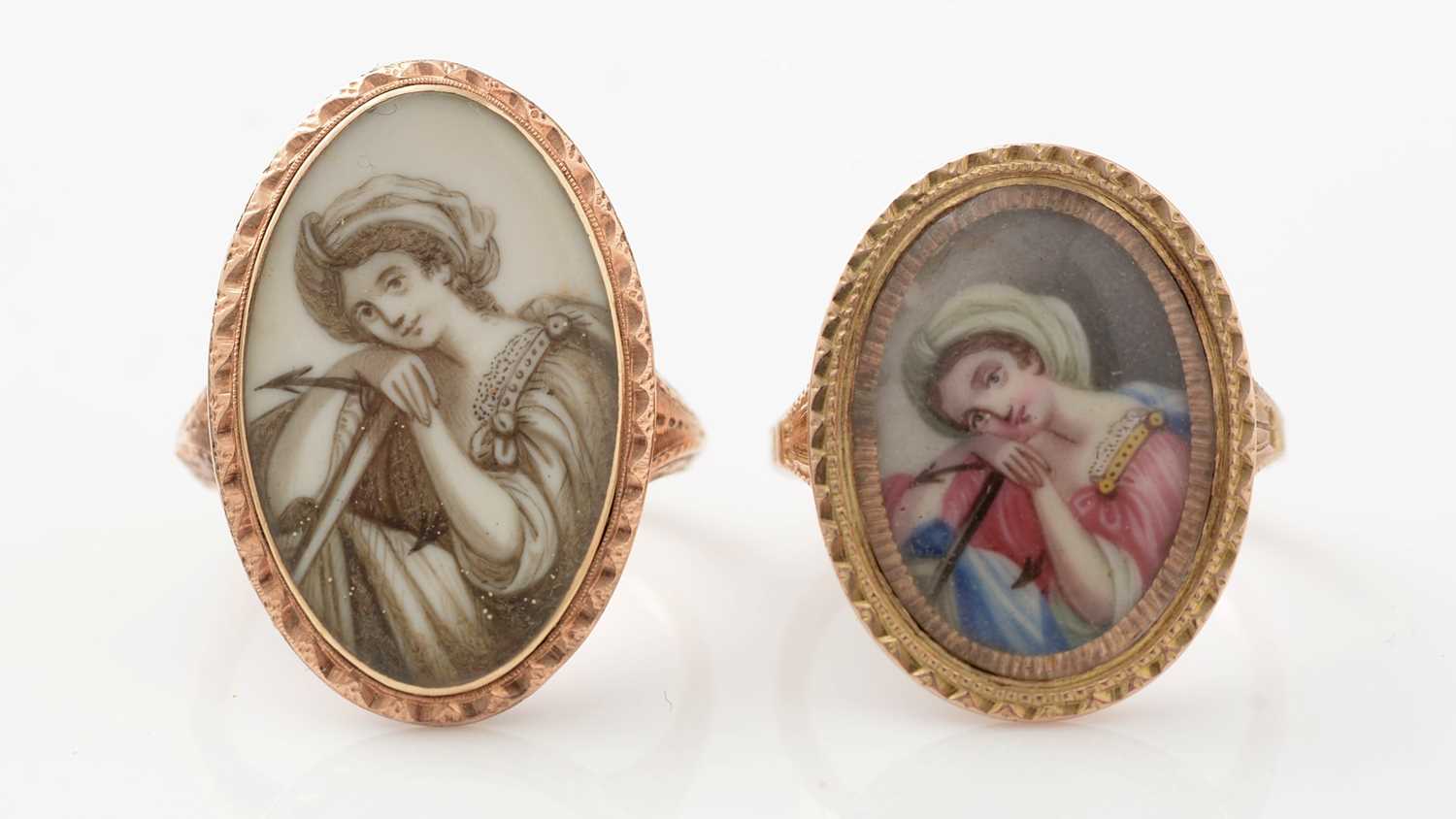 Lot 467 - Two early 19th Century miniature set rings