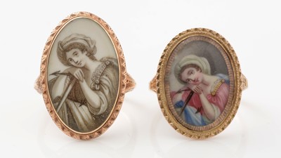 Lot 467 - Two early 19th Century miniature set rings