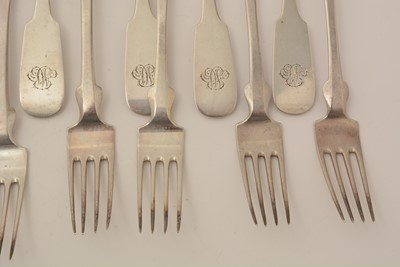 Lot 154 - A part set of early 19th century German silver flatware