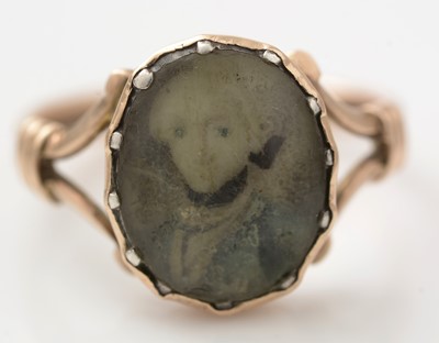 Lot 468 - A miniature portrait ring, possibly depicting Bonnie Prince Charlie
