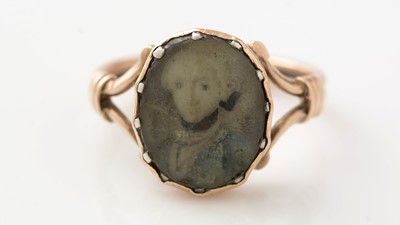 Lot 468 - A miniature portrait ring, possibly depicting Bonnie Prince Charlie