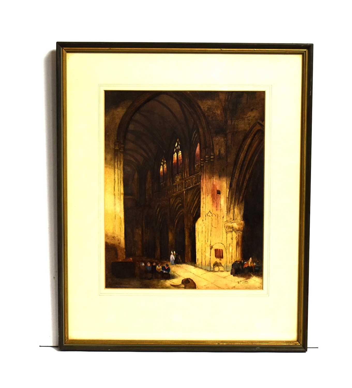 Lot 733 - E. Mitchelson - Cathedral Interior | watercolour
