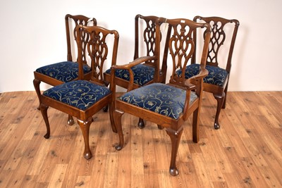 Lot 3 - A set of five oak Chippendale style dining chairs