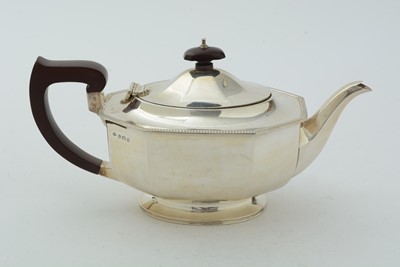 Lot 14 - An art deco silver three-piece tea set