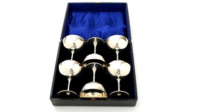 Lot 69 - A late Victorian cased set of six silver sundae cups or goblets