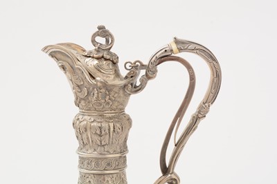 Lot 76 - A late Victorian silver “Cellini Pattern” ewer or hot water jug