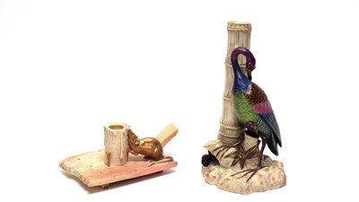Lot 833 - Royal Worcester Stork spill vase, Worcester Mouse chamberstick