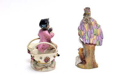 Lot 896 - Meissen figural salt and a Sitzendorf  figure