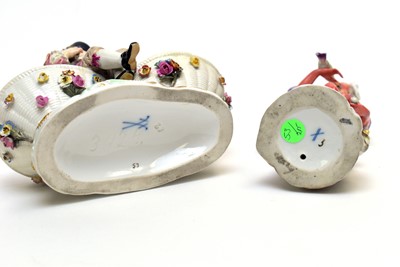 Lot 896 - Meissen figural salt and a Sitzendorf  figure