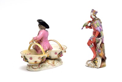 Lot 896 - Meissen figural salt and a Sitzendorf  figure
