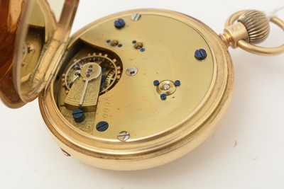 Lot 591 - An 18ct yellow gold cased half-hunter pocket watch