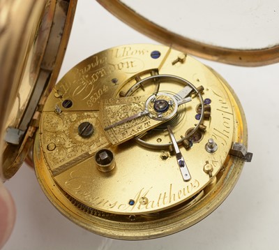 Lot 580 - Cozens Matthews & Sharpe, London: an 18ct yellow gold-cased open-faced pocket watch