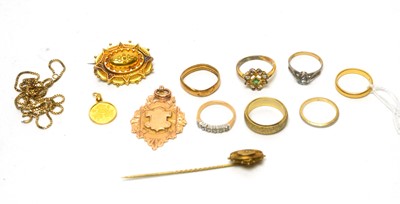 Lot 1166 - A selection of gold jewellery