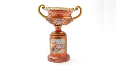 Lot 928 - Bohemian ruby overlay glass vase and stand