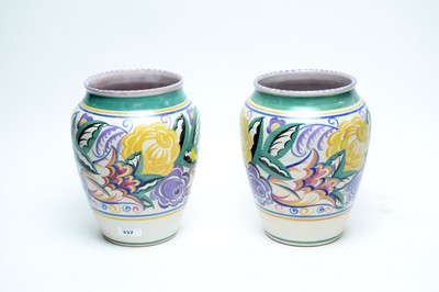 Lot 337 - A pair of Art Deco Carter, Stable & Evans Poole Pottery vases