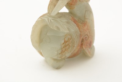 Lot 788 - Jade pebble carving of peaches, Jadeite carving Dragon