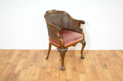 Lot 7 - A decorative  early 20th Century mahogany bergère chair