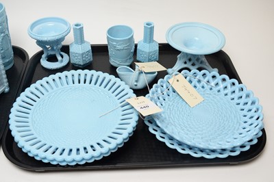 Lot 440 - A collection of blue Sowerby and other pressed glass ware
