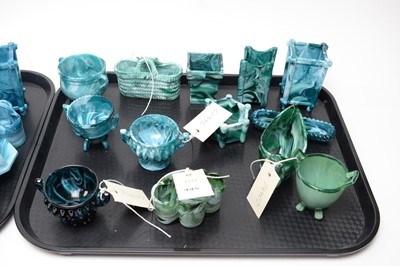 Lot 445 - A collection of North Eastern malachite pressed glassware