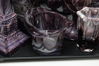 Lot 449 - A collection of North Eastern purple malachite pressed glassware