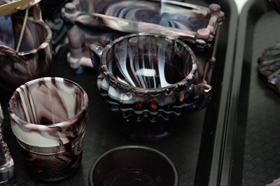 Lot 449 - A collection of North Eastern purple malachite pressed glassware