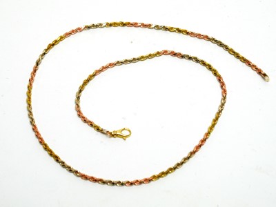 Lot 1186 - A 9ct gold tri colour twist chain necklace