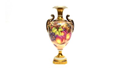 Lot 858 - Large Royal Worcester Fruit painted Vase Freeman