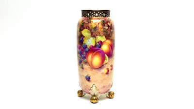 Lot 913 - Royal Worcester fruit painted vase Freeman