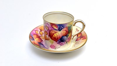 Lot 863 - Royal Worcester coffee can and saucer by M. Miller