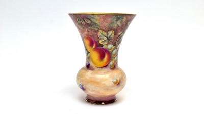 Lot 864 - A Royal Worcester fruit painted vase by David Scyner