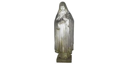 Lot 1298 - A 20th Century carved marble statue of Therese of Lisieux