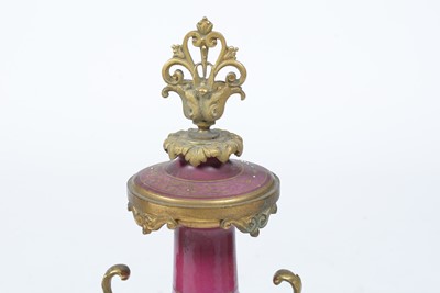 Lot 1256 - Japy Freres, A late 19th Century French gilt metal & pink garniture  mantel clock