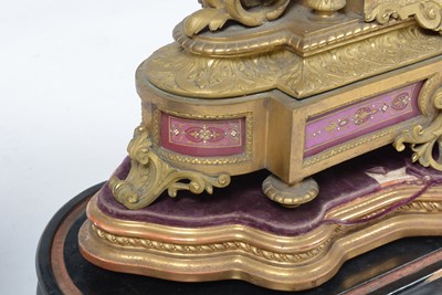 Lot 1256 - Japy Freres, A late 19th Century French gilt metal & pink garniture  mantel clock