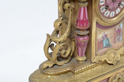 Lot 1256 - Japy Freres, A late 19th Century French gilt metal & pink garniture  mantel clock