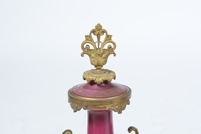 Lot 1256 - Japy Freres, A late 19th Century French gilt metal & pink garniture  mantel clock
