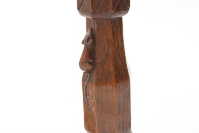 Lot 1292 - Robert Mouseman Thompson of Kilburn, a pair of carved oak candlesticks