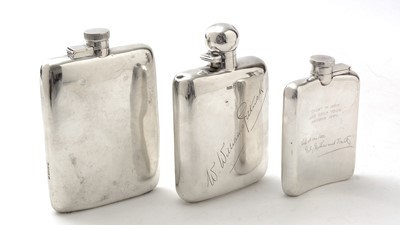 Lot 88 - A George V silver spirit flask; and another