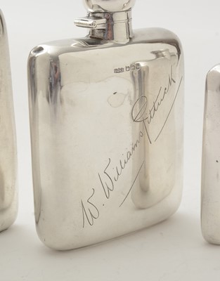 Lot 88 - A George V silver spirit flask; and another