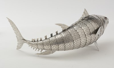 Lot 106 - A 20th Century Spanish silver articulated fish or table decoration