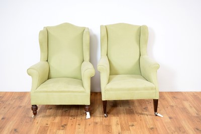 Lot 20 - Two 19th Century wingback armchairs
