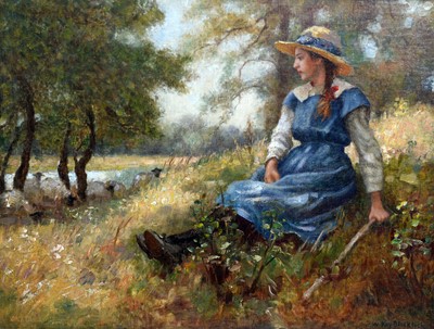 Lot 1125 - William Kay Blacklock - The Young Shepherdess | oil