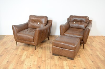 Lot 8 - A Sofology Cordelia brown leather three-piece suite