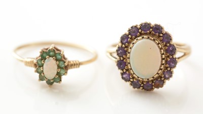Lot 742 - Two opal cluster rings