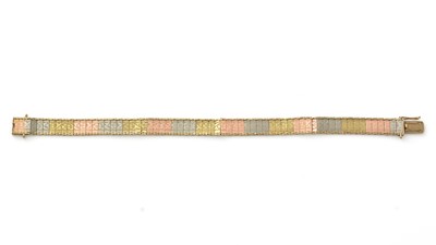 Lot 762 - A 9ct three-coloured gold bracelet