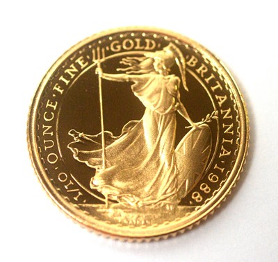 Lot 829 - Elizabeth II 1988 10 pounds Britannia 1/10oz. proof gold coin