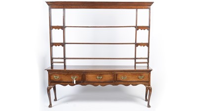 Lot 1355 - An 18th Century oak and mahogany banded dresser